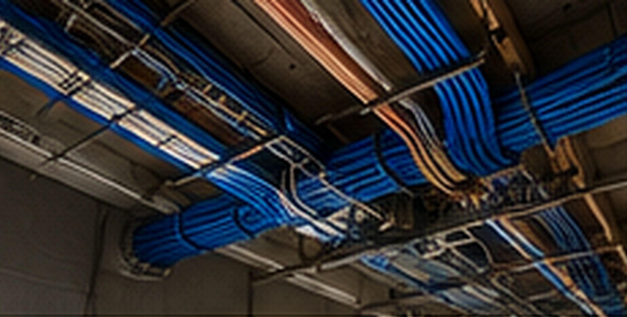 Structured cabling installed above ceiling